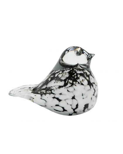 Oiseau Verre Noir Blanc 11X7X8Cm