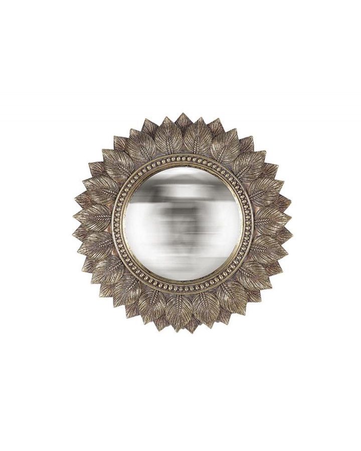 Miroir Feuilles Convexe Dore Ø 24.3Cm