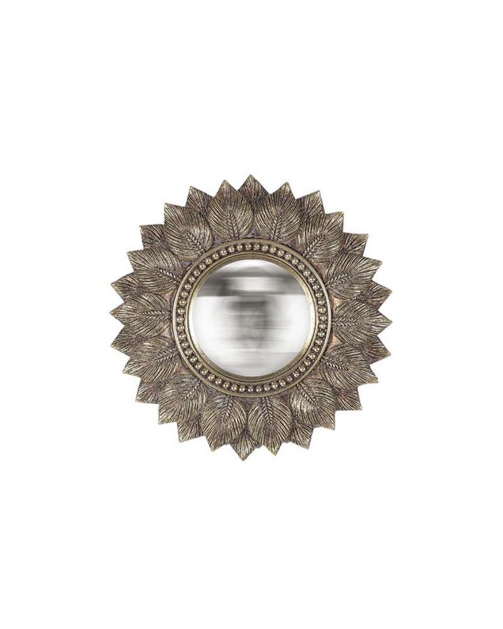 Miroir Feuilles Convexe Dore Ø 19,8Cm
