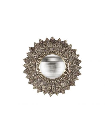Miroir Feuilles Convexe Dore Ø 19,8Cm