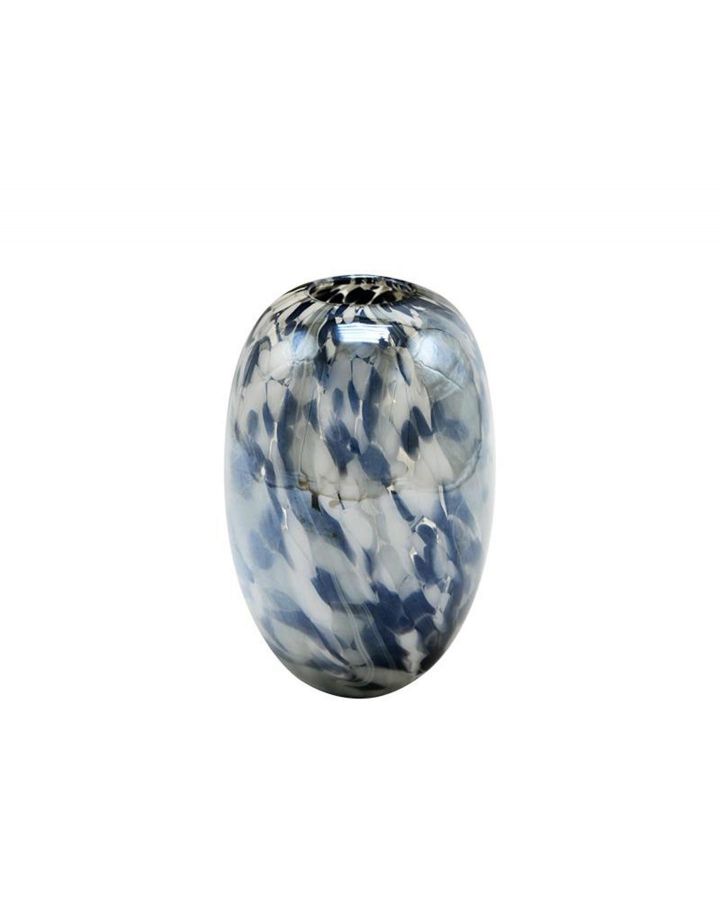 Vase Verre Ecail Noir Blanc 17X25Cm