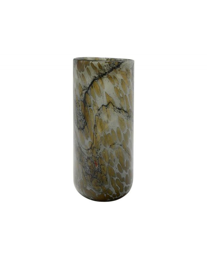 Vase Verre Effet Marbre Tachete 14X31Cm