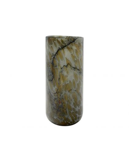 Vase Verre Effet Marbre Tachete 14X31Cm
