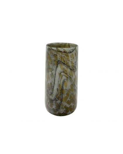 Vase Verre Effet Marbre Tachete 12X25Cm