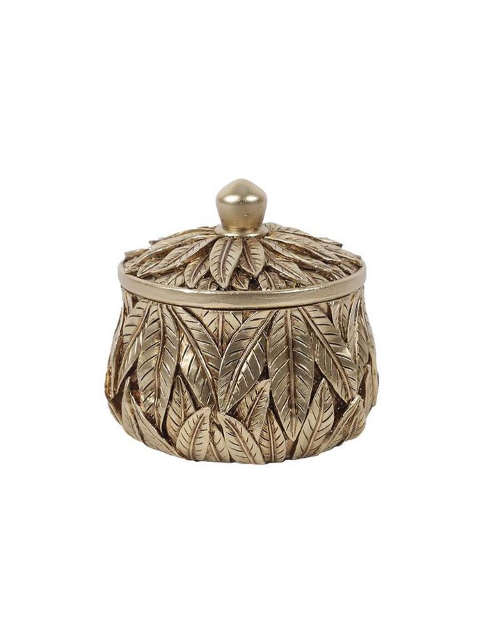 Boite Feuillage Dore 10X9,3Cm