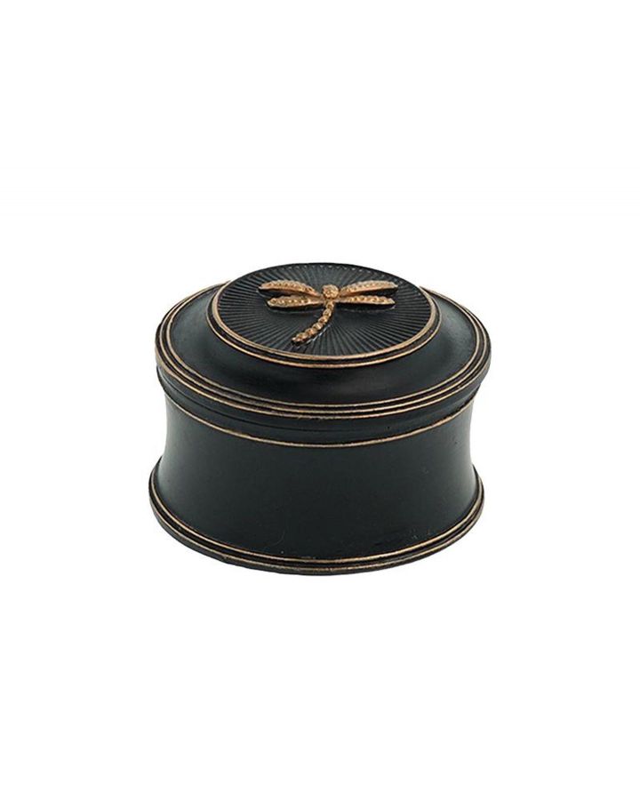 Boite NoiretDore Libellule 7.5X5Cm