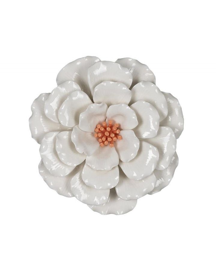 Deco Murale Fleur Blanc Orange Ø 20,5Cm