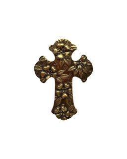 Deco Murale Croix Doree 10,5X15Cm