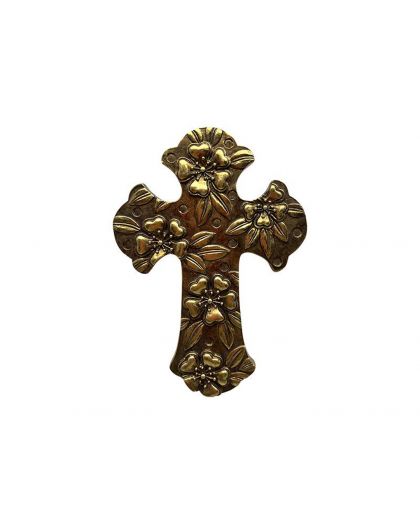 Deco Murale Croix Doree 10,5X15Cm