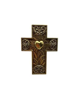 Deco Murale Croix Doree 9,5X13Cm