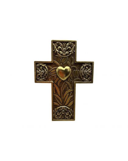 Deco Murale Croix Doree 9,5X13Cm