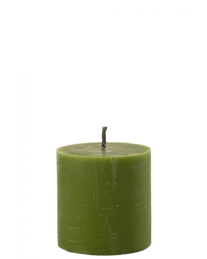 Bougie Exterieure Pilier Paraffine Vert Small-70Heures ,13x13x13cm