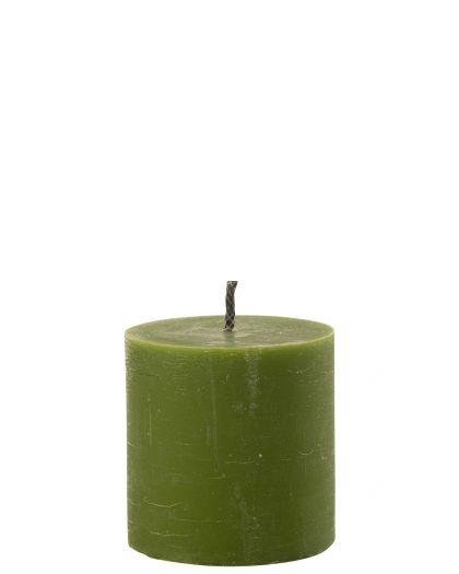Bougie Exterieure Pilier Paraffine Vert Small-70Heures ,13x13x13cm