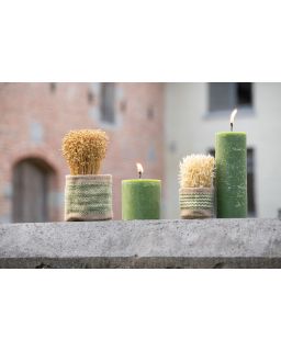 Bougie Exterieure Pilier Paraffine Vert Small-70Heures ,13x13x13cm