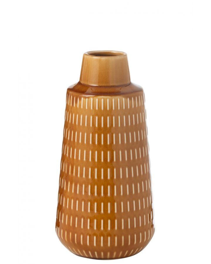 Vase Ria Sculpte Porcelaine Moutarde Large ,15,5x15,5x31cm