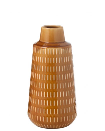 Vase Ria Sculpte Porcelaine Moutarde Large ,15,5x15,5x31cm
