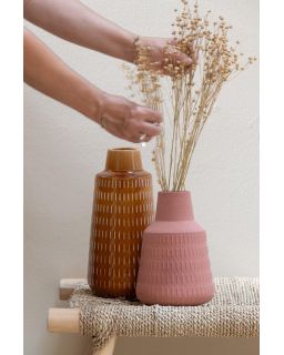 Vase Ria Sculpte Porcelaine Moutarde Large ,15,5x15,5x31cm
