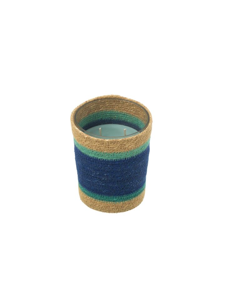 Bougie Parfumee Panier Cire Azur Medium - 55Heures,12,5x12,5x15,5cm