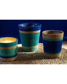 Bougie Parfumee Panier Cire Azur Large - 75Heures ,15,5x15,5x18,5cm