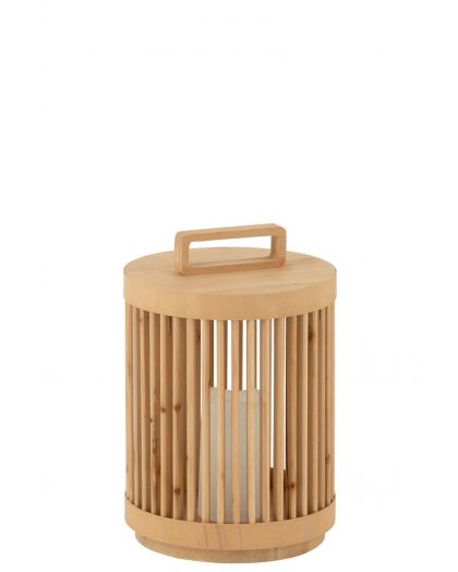 Lampe Cylindre Bois De Sapin/Led Naturel Large ,24,5x24,5x36cm