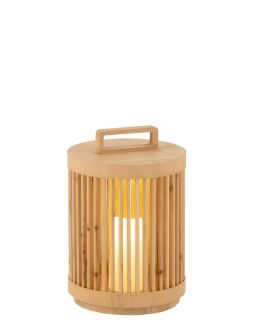 Lampe Cylindre Bois De Sapin/Led Naturel Large ,24,5x24,5x36cm