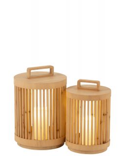 Lampe Cylindre Bois De Sapin/Led Naturel Large ,24,5x24,5x36cm