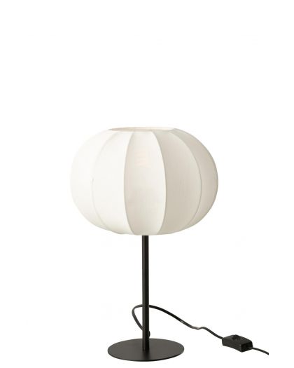 Lampe Lanterne Metal/Textile Blanc Small ,25x25x38cm