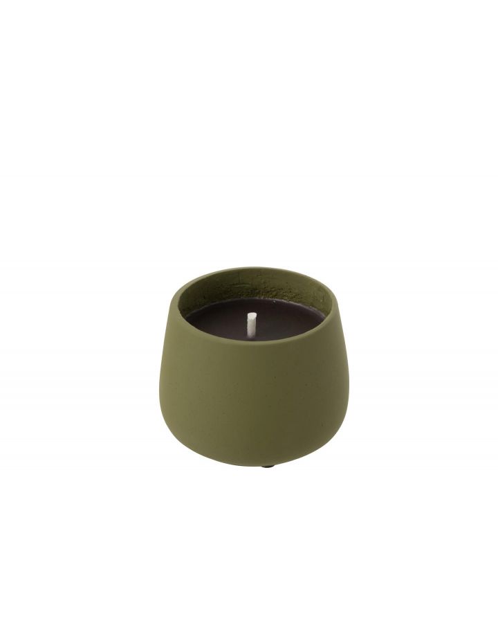Bougie Exterieure Cyra Ciment Vert Small ,14x14x11cm