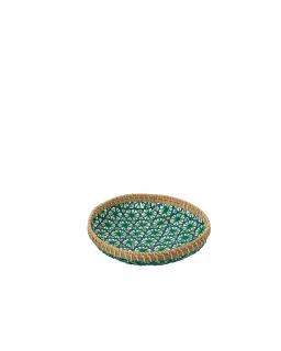 Plateau Motif Mosaïque Bambou Bleu Foncé/Vert D'Eau Taille S ,33x33x4cm