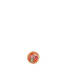 Bol Motif Floral Bois De Manguier Rose/Orange/Jaune Extra Small ,10x10x5,75cm