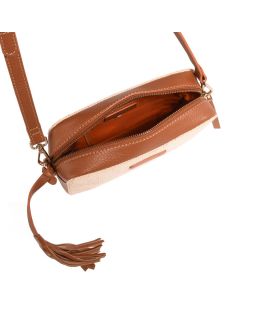 Camera Bag Taille S Raphia et Cuir Naturel