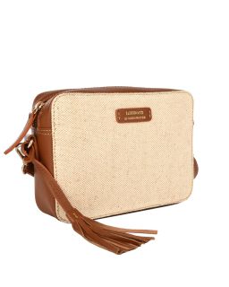 Camera Bag Taille S Raphia et Cuir Naturel