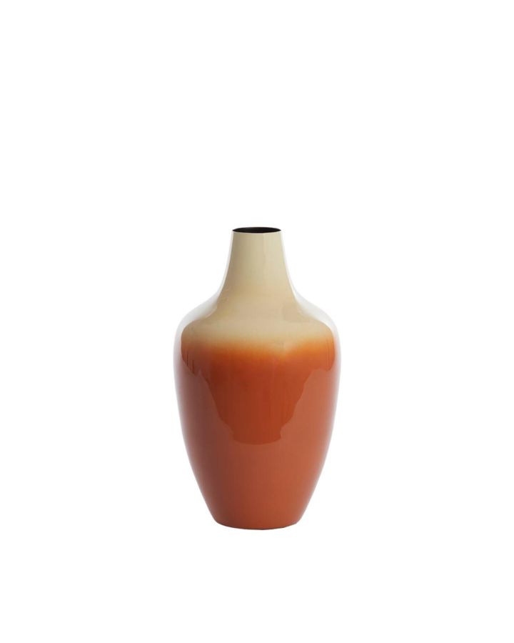 Vase Déco Ø18X30 Cm Velho Crème+Orange Foncé