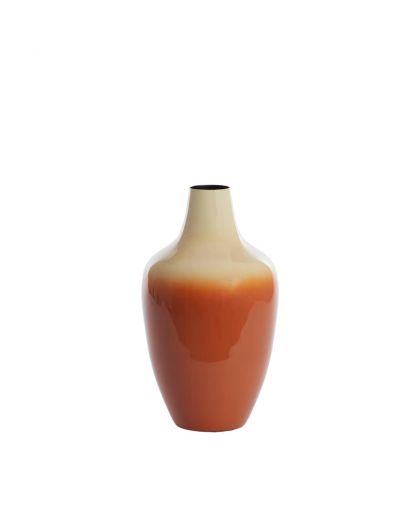 Vase Déco Ø18X30 Cm Velho Crème+Orange Foncé