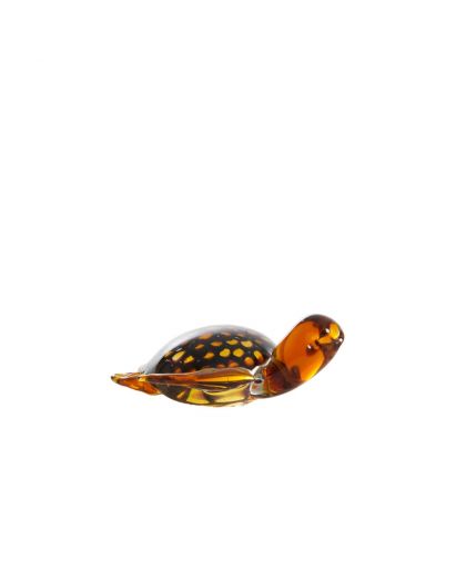 Ornement 15,5X14,5X7 Cm Turtle Verre Ambre+Ambrexnoir