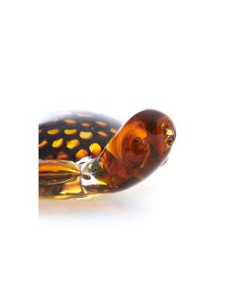 Ornement 15,5X14,5X7 Cm Turtle Verre Ambre+Ambrexnoir