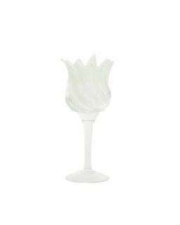 Photophore Sur Pied Ø9,5X21 Cm Flora Verre Clair+Vrt Mnth Mt
