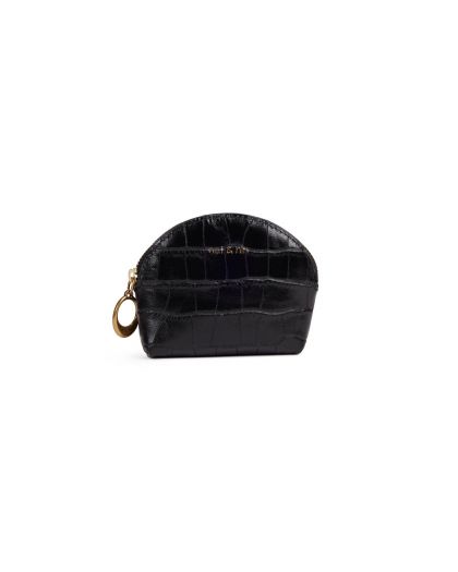 Porte-Monaie Arrondi Couleur Croc Noir Taille H9 X L9Cm