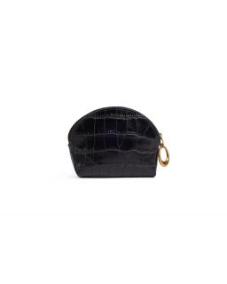 Porte-Monaie Arrondi Couleur Croc Noir Taille H9 X L9Cm