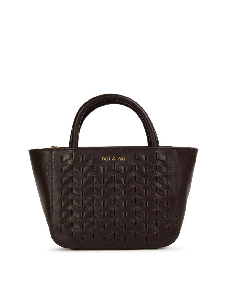 Sac Bandoulière Tressage Couleur Ébène Taille H13 X L23 X P9Cm