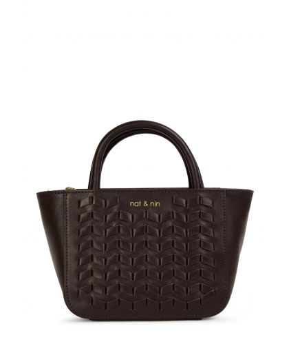 Sac Bandoulière Tressage Couleur Ébène Taille H13 X L23 X P9Cm