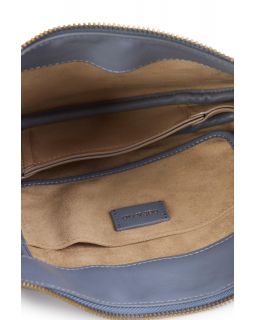 Sac Bandoulière Arrondi Couleur Bleu Plume Taille H16,5 X L26,5 X P5Cm