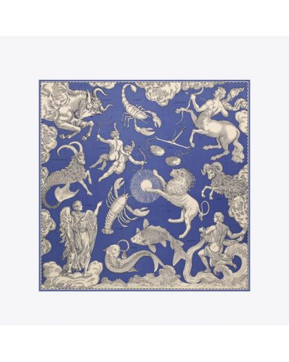 Carre 100 Astrologie 52% Soie 48% ModalBleu Taille 100X100 Cm