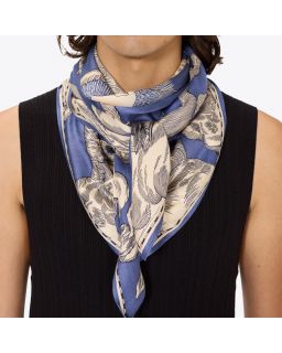 Carre 100 Astrologie 52% Soie 48% ModalBleu Taille 100X100 Cm