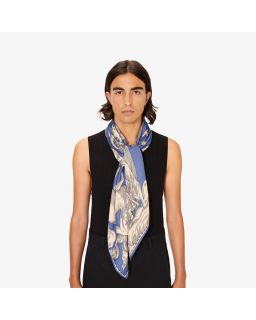 Carre 100 Astrologie 52% Soie 48% ModalBleu Taille 100X100 Cm