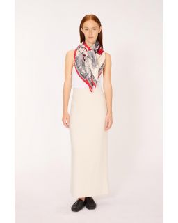 Carre 130 Des Rives Et Des Reves 78% Coton 22% Soie Rouge Taille 130X130 Cm