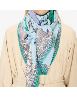 Carre 130 Des Rives Et Des Reves 78% Coton 22% Soie Vert Taille 130X130 Cm