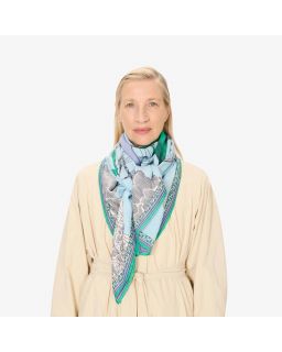 Carre 130 Des Rives Et Des Reves 78% Coton 22% Soie Vert Taille 130X130 Cm