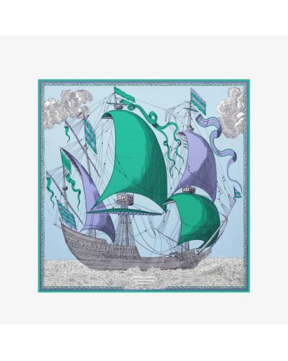 Carre 130 Des Rives Et Des Reves 78% Coton 22% Soie Vert Taille 130X130 Cm