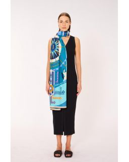 Etole 100 Roller Coaster 72% Coton 22% Soie Bleu Taille 100X190 Cm